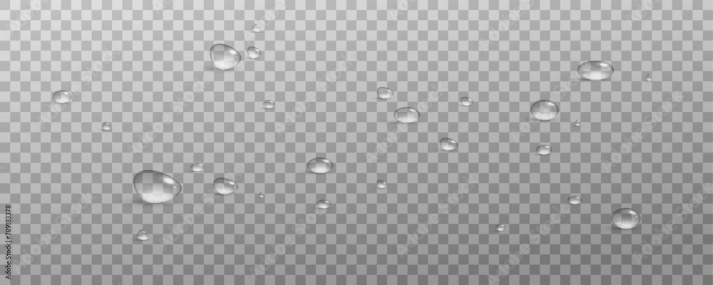 Realistic vector water drops png on a transparent light background ...