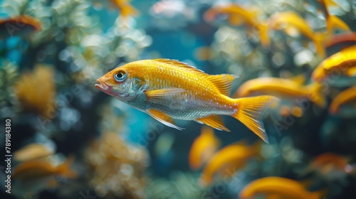 Group of Fish Swimming in an Aquarium