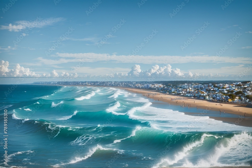Fototapeta premium Paysage de plage avec grand ciel bleu et saisons