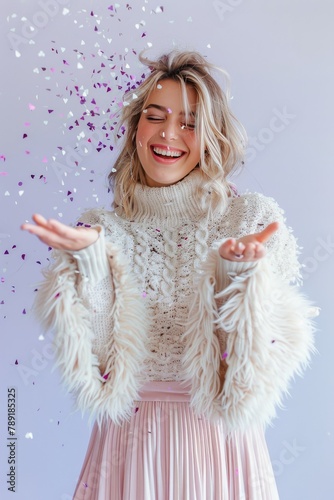 Woman in White Sweater and Pink Skirt