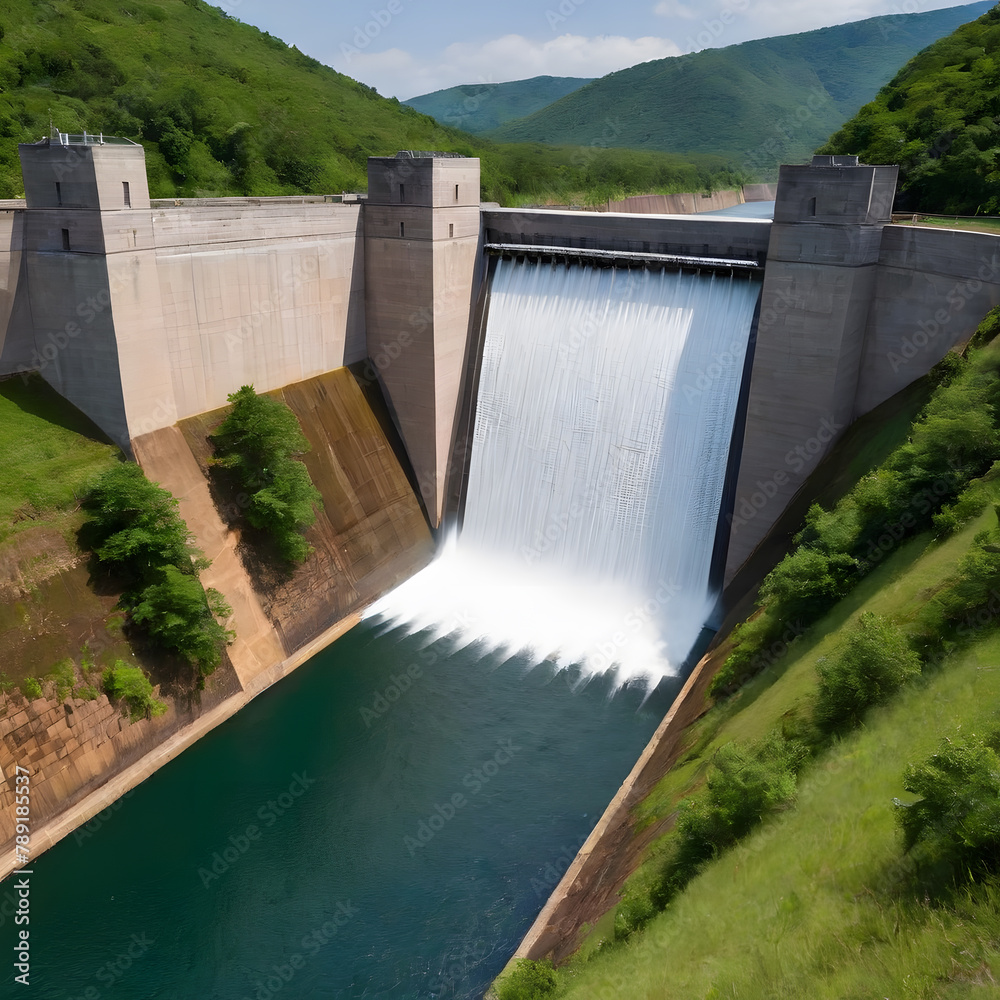 power plant dam, ai-generatet