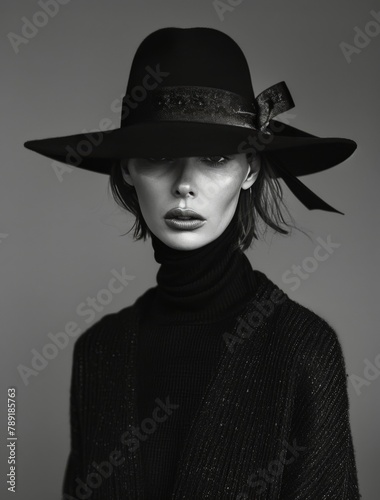 Woman Wearing Black Hat and Sweater