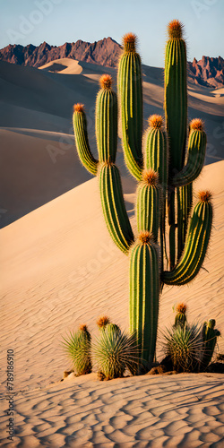 DSLR capture of a thriving cactus amid desolate desert
