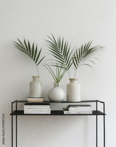 Vases and Plant on Shelf