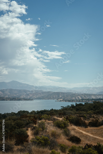 View of Lake Cachuma, California, from a panoramic vista point photo