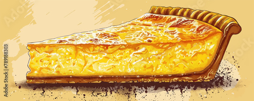 Piece of corn pie retro. vector simple illustration