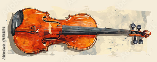 Old vintage violin. vector simple illustration
