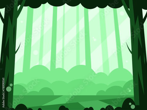 Clearing in the forest on a summer sunny day. Vector graphics