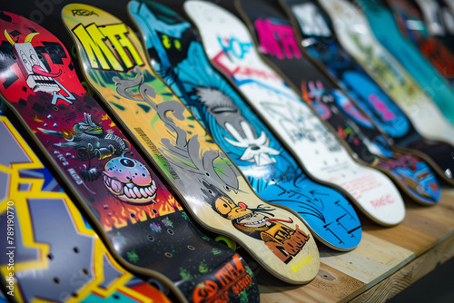 A collection of NFT skateboard decks