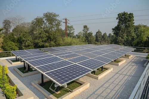 Solar panels on the roof of the house, Solar panels at the field, energy savings solar panels, energy savings background, environment-friendly folar panels background 