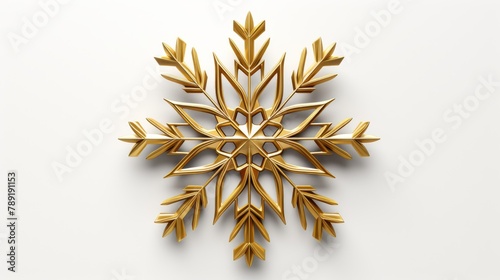 Elegant Golden Snowflake Ornament on White