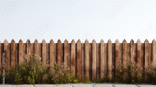 Wooden fence isolated on white background photo