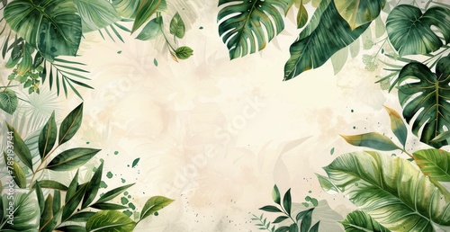 Green Leaves on White Background