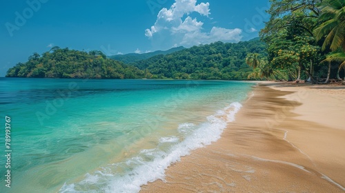 Painting of a Tropical Beach With Palm Trees