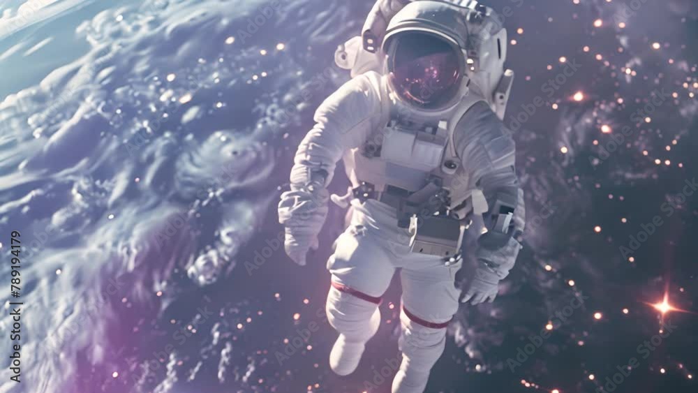 Astronaut Floating Above Earth in Outer Space Astronaut Floating Above Earth in Outer Space