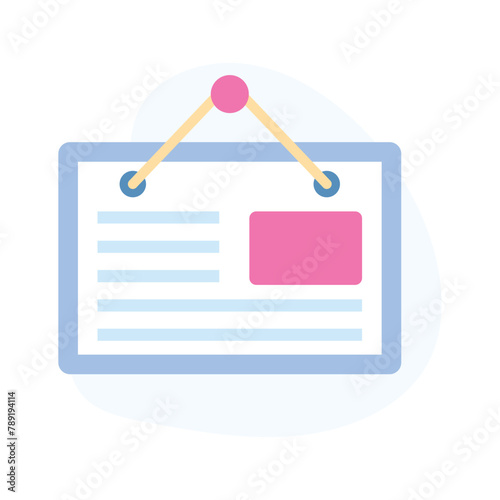 A hanging board editable vector, notice board icon concept