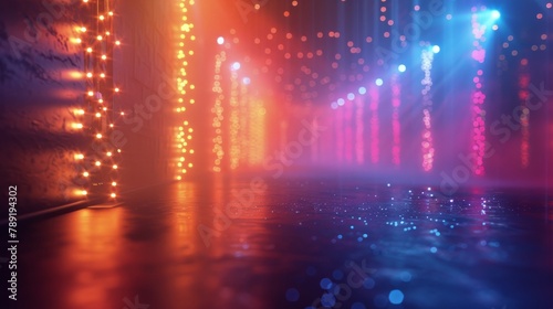 Empty Stage With Row of Stools