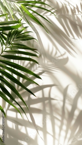 Palm Leaf Casting Shadow on Wall
