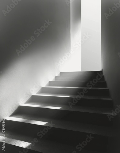 A Black and White Photo of a Staircase