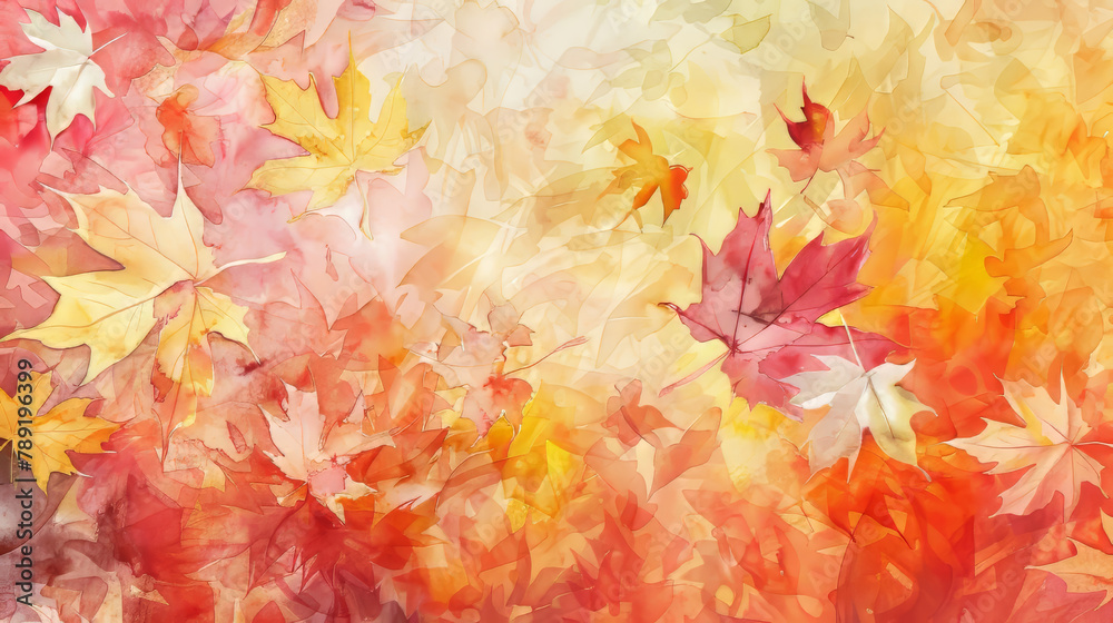 Autumn Maple watercolor background, Paper texture, Design decoration