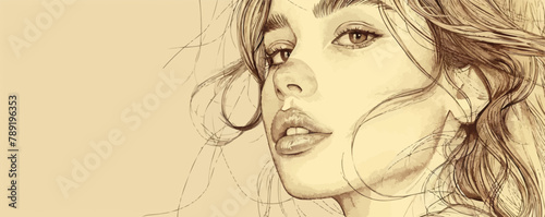 Portrait of a woman in a modern style. Lines. Pencil