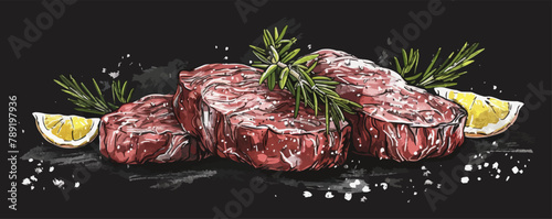 Steak beef hand drawn sketch Latin American food Restaurant business concept.Vector illustration