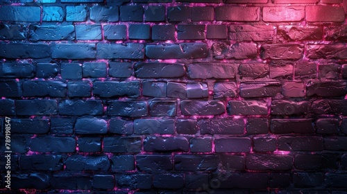 Neon brick wall background . Blend of Purple and Pink 