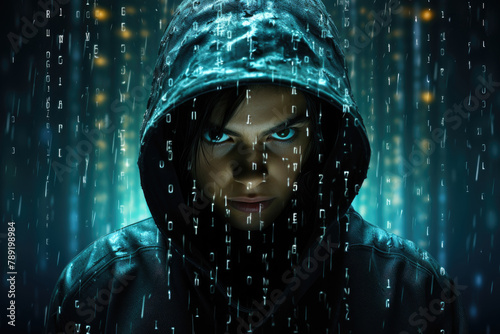 Young woman in hoodie standing in rain