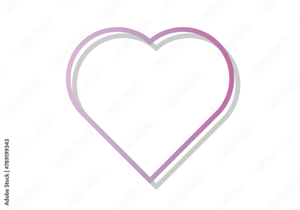Corazón de trazado en degradado rosa con sombra.