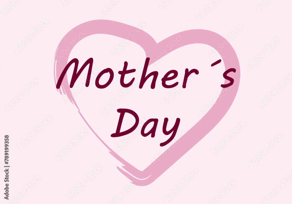 Felicitación por el día de la Madre con corazones rosas. 