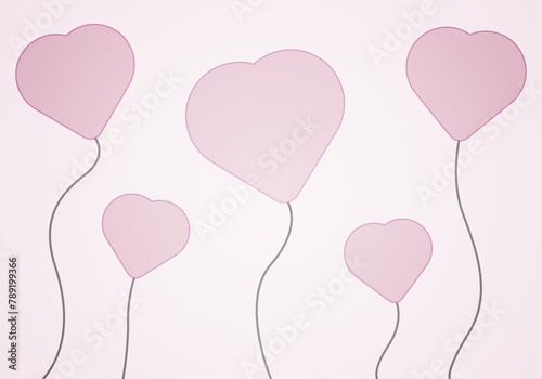 Corazones rosa en globo con cuerda