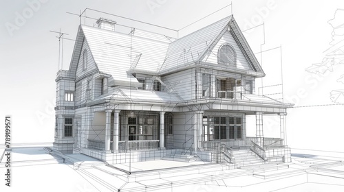 remodling old house, fixer upper, construction, 3D wireframe, blueprints, schematic drawing 