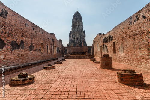 Awesome tower of Wat Ratchaburana in Ayutthaya, Thailand photo