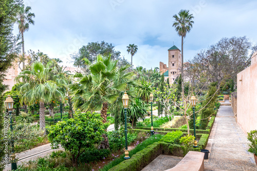 Rabat  Morocco - March 23  2024  Oasis of freshness very appreciated by the Rabatis  the garden of the Oudayas  located in the Kasbah of the Oudayas in Rabat  is an Andalusian style garden