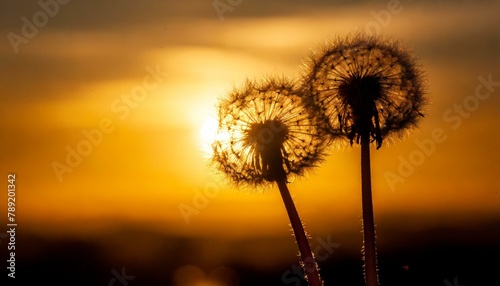 dandelion on sunset background  dandelion beautiful macro photography with sunset