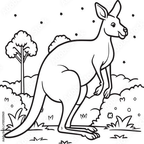 Kangaroo coloring pages. Kangaroo animal outline for coloring book