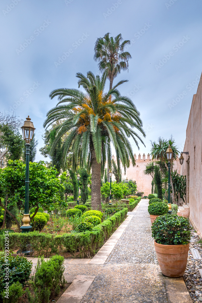 Rabat, Morocco - March 23, 2024: Oasis of freshness very appreciated by the Rabatis, the garden of the Oudayas, located in Rabat