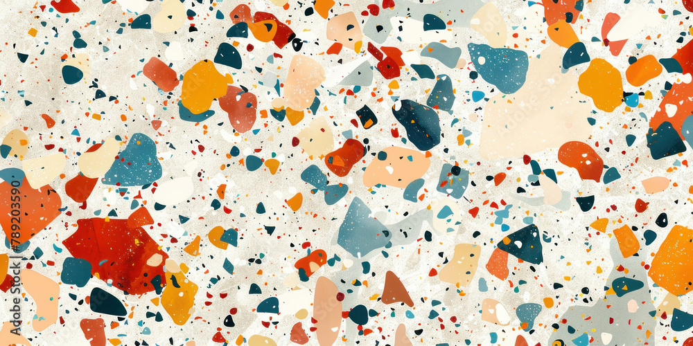 Vibrant Orange, Blue, and Yellow Paint Splatters Creating Colorful Patterns on White Surface for Background or Texture Use
