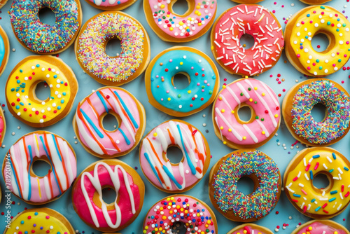 Various colorful donuts pattern for background