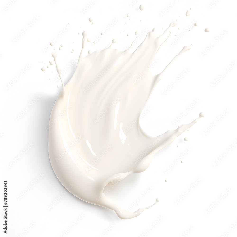 Abstract splashes of milk or cream close-up on white background Abstract splashes of milk or cream close-up on white background