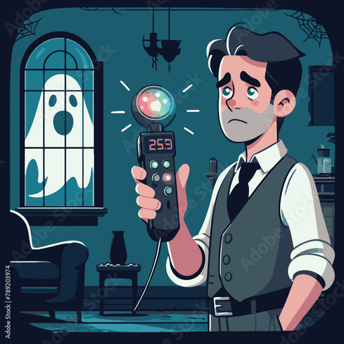 illustration of a metaphysical experience by a ghost hunter