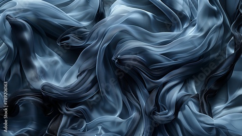 Close up of swirling pattern on electric blue cloth