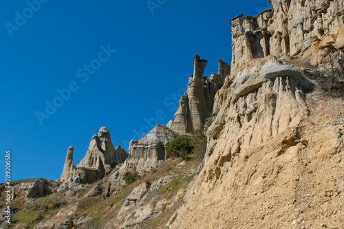 Kuladokya Fairy Chimneys.Kula Fairy Chimneys, Kula Geopark in Manisa, Türkiye. Kula Volcanic Geopark, also known as Kuladoccia (Kuladokya).
Kuladokya is a geological region in Türkiye. photo