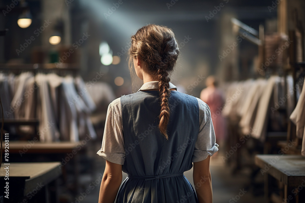 Generative AI young business owner standing on clothing store fabric clothing production boutique Generative AI young business owner standing on clothing store fabric clothing production boutique