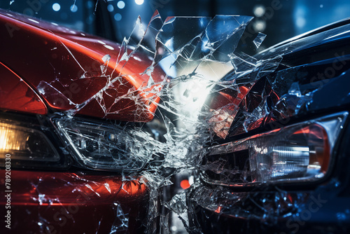 AI generated image of car accident crashes injuries and fatalities on the common road photo