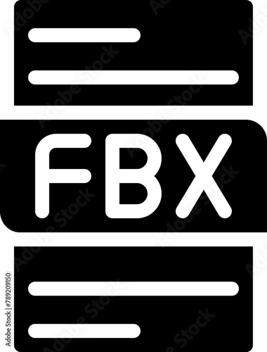 file type format fbx icons. document extension soild style graphic design photo