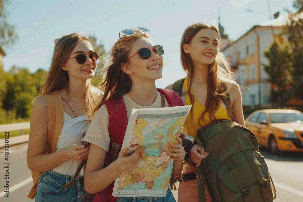 Female Friends Travelling and having Fun, Generative AI Female Friends Travelling and having Fun, Generative AI