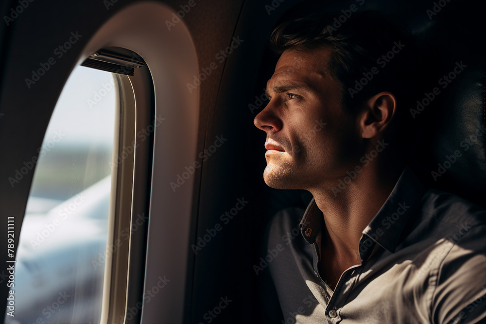 Picture created with generative AI of comfortable flight journey business trip Picture created with generative AI of comfortable flight journey business trip