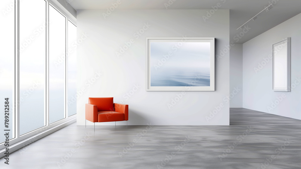 Fototapeta premium Empty Modern Art Gallery with Striped Paintings