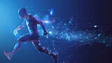concept of sport science technology, polygon runner with futuristic element AI generated
